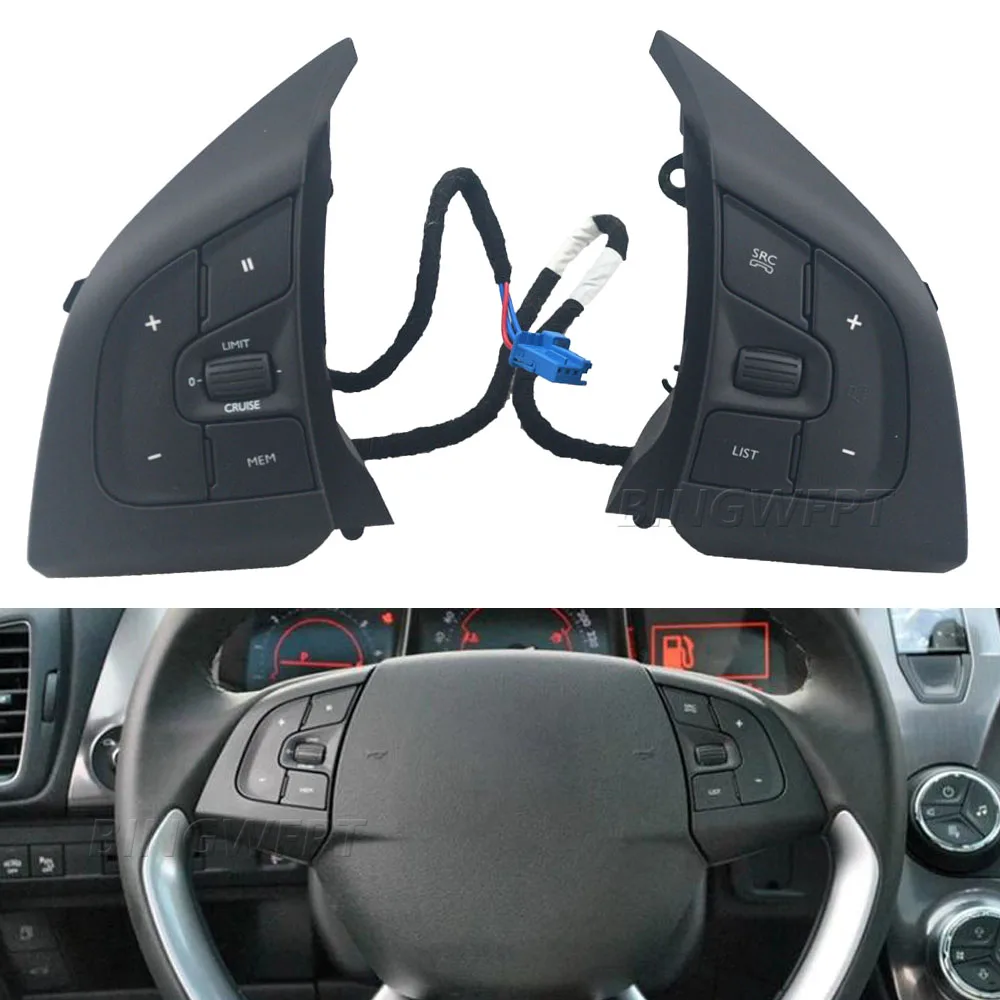 

High Quality Steering Wheel Button Audio Volume Cruise Control Switch For Citroen DS5 DS6 2013-2018
