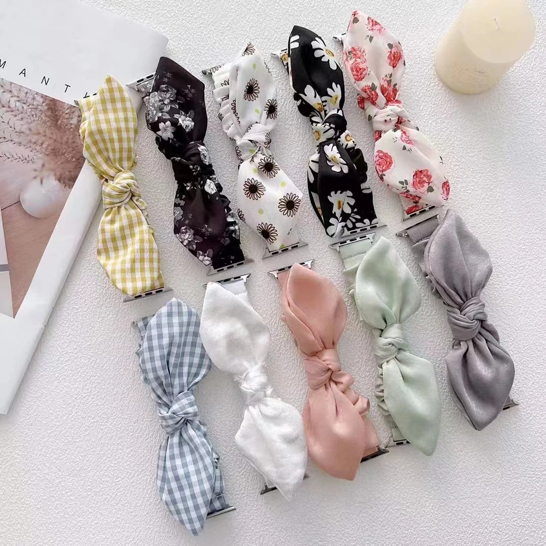 Fabric Wristband for Apple Watch 38/42mm 5 4 3 2 Ladies Butterfly Bow Strap 40/44mm for iWatch Band 8SE 7 6 49Ultra 41/45mm Loop