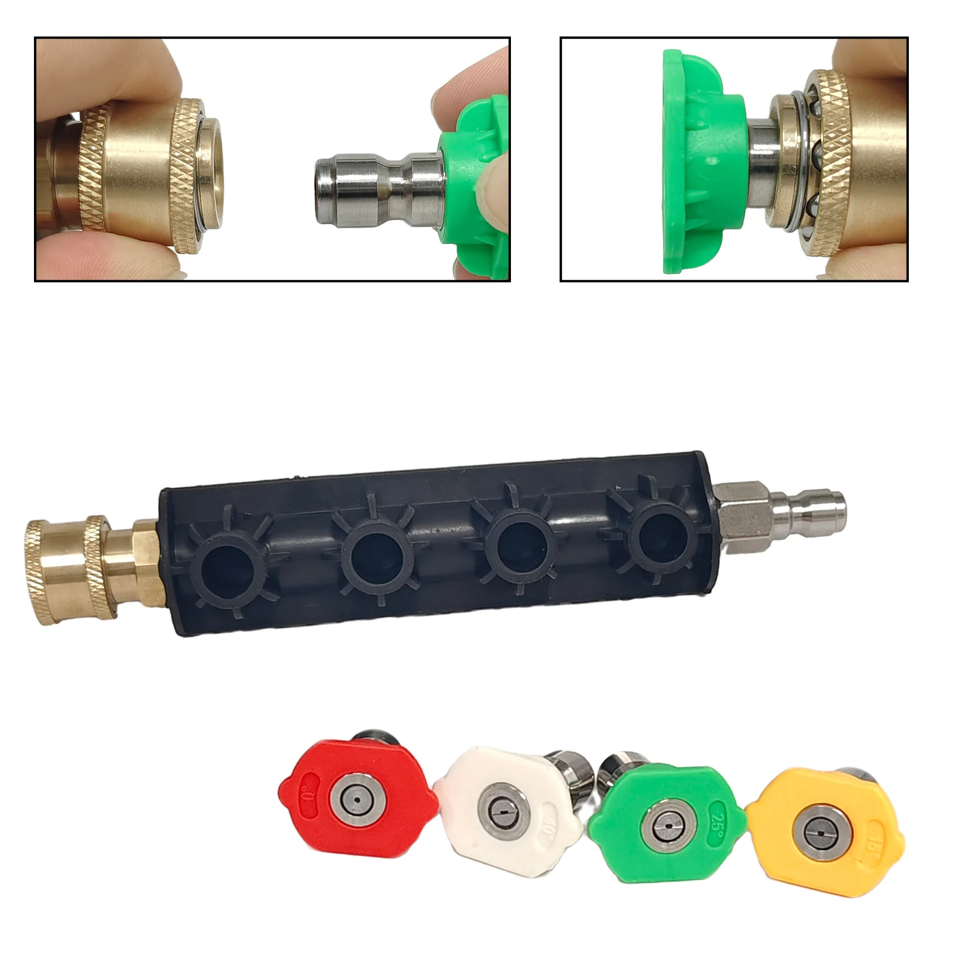 High Pressure Cleaning LanceStainless Steel Extension Wand 1/4 Inch Quick Plug Fit Equipped With 4 Replaceable Spray Nozzle Tips
