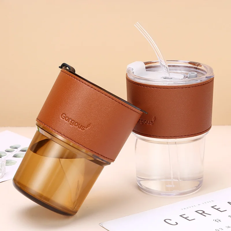 

1PCS 500ml Plastic Cup Transparent With Lid and Straw Ice Portable Coffee Mug Tea Cup Juice Glass Milk Water Cup Drinkware