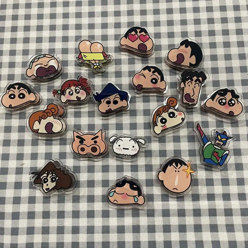 Kawaii Crayon Shin-Chan Nohara Himawari Acrylic Two-Sided Pp Clip Hand Account Folder Paper File Snack Sealing Clamp Girls Gift