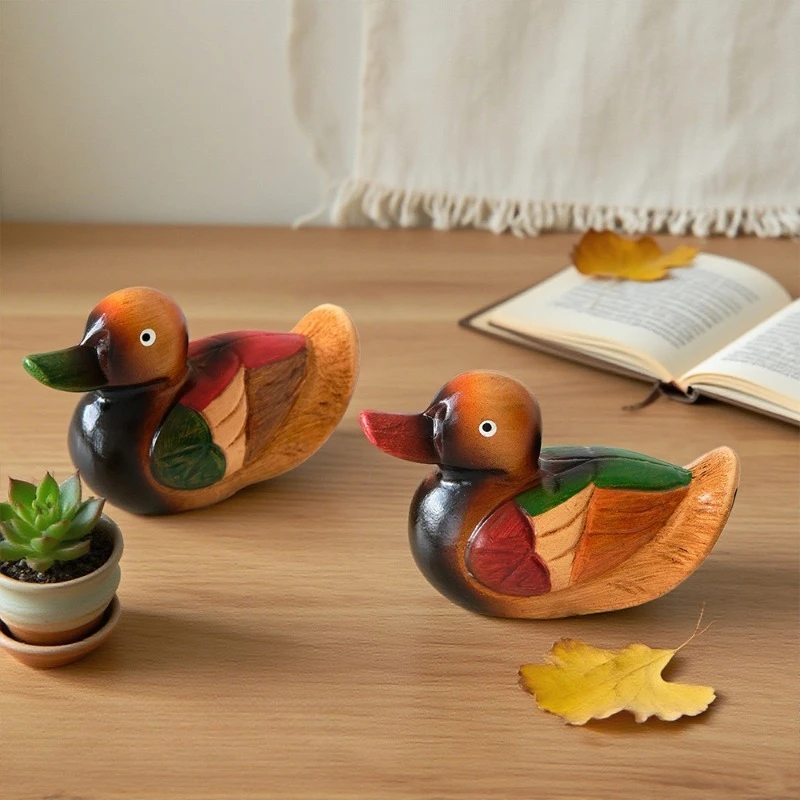Cute Cartoon Mandarin Duck Wooden Colored Duck Ornament Decoration Interior Decoration