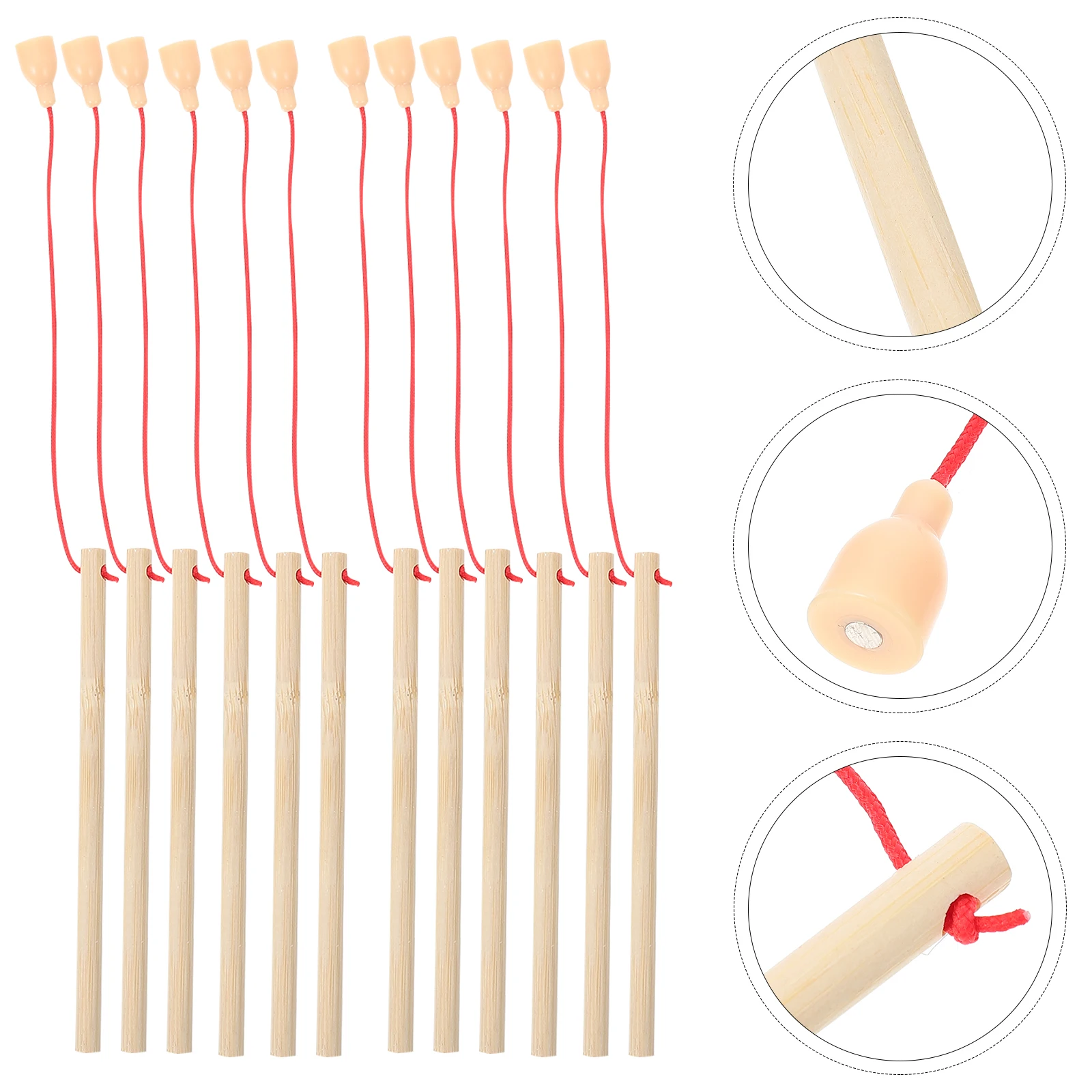

12 Pcs Wooden Fishing Rod Toys Early Education Kindergarten Kids Game Rods Funny Catching Poles