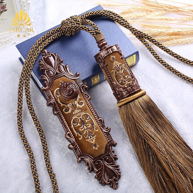 New European-style living room high-quality curtain hook hanging ball retro large wall hook binding with tassel hanging ear valu