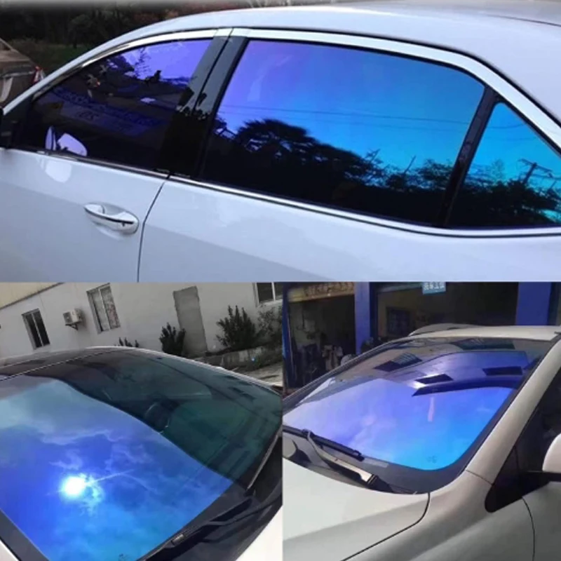 152x80/90/100cm Blue Discolored glass film Chameleon Car Tinting Decorative Window Adhesive Solar Film