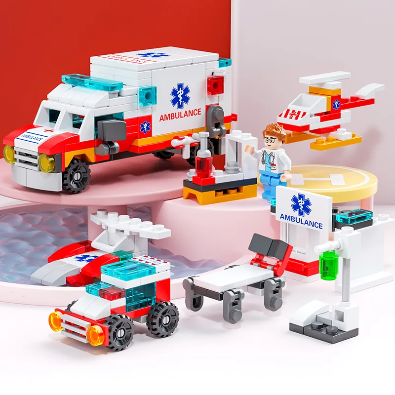 6 in 1 small particle building blocks urban fire children benefit intelligence building blocks toys