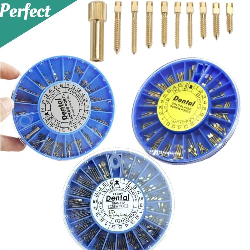 120pcs/boxDental Stainless Steel Screw Post Gold Plated Titanium Screw Post Dental Materials for Dentist Tool Dentistry