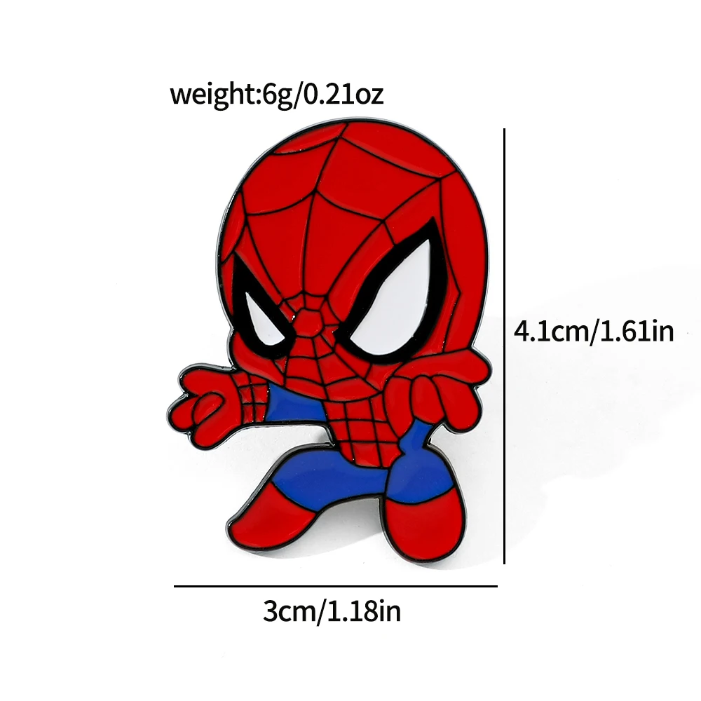 2 Pcs Cute cartoon creative Spider-Man alloy brooch European and American film characters superhero metal badge accessories