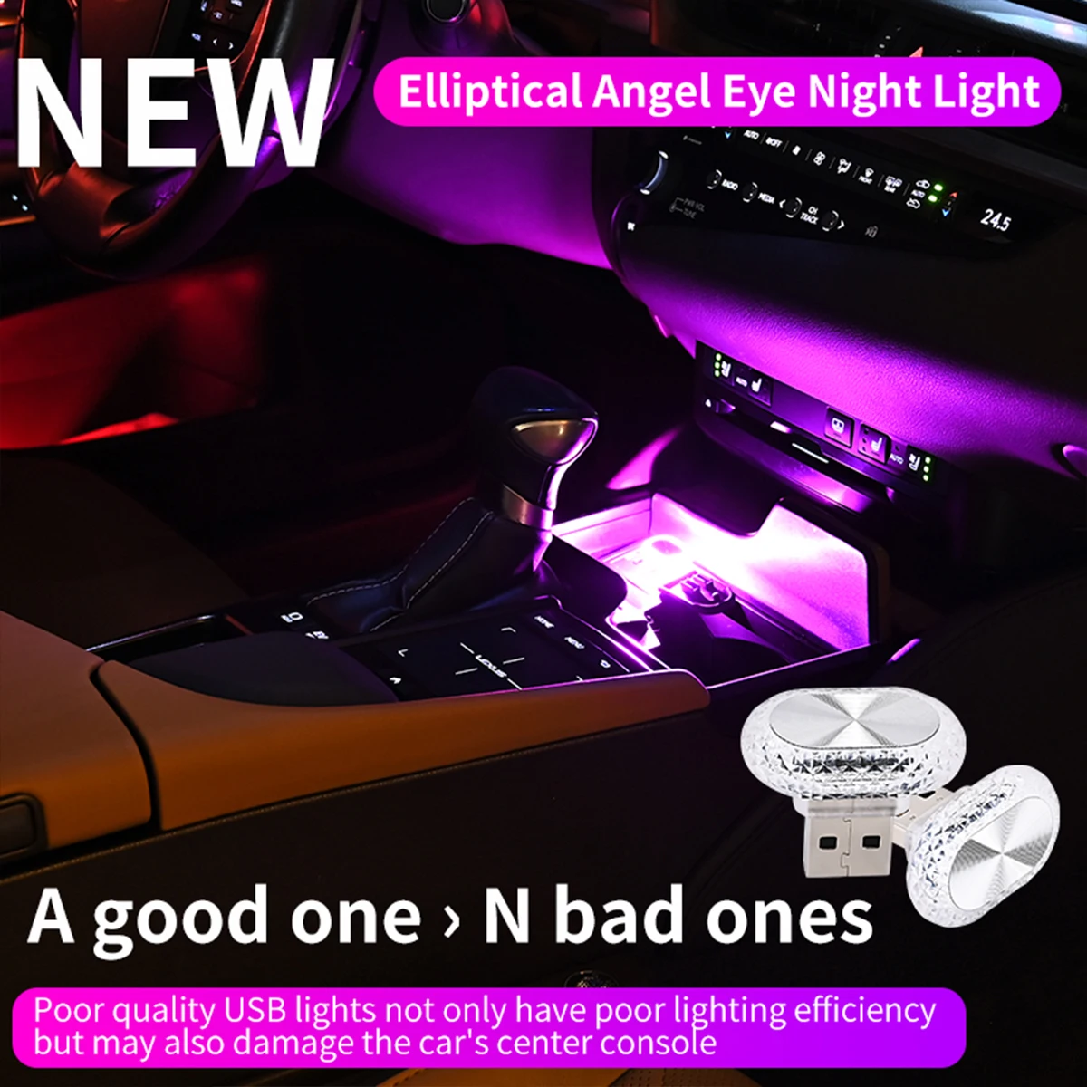 1/2/5/10PCS Car Interior Light LED Ambient Light Mini USB Decoration Light Environment Atmosphere Light RGB Car Accessories