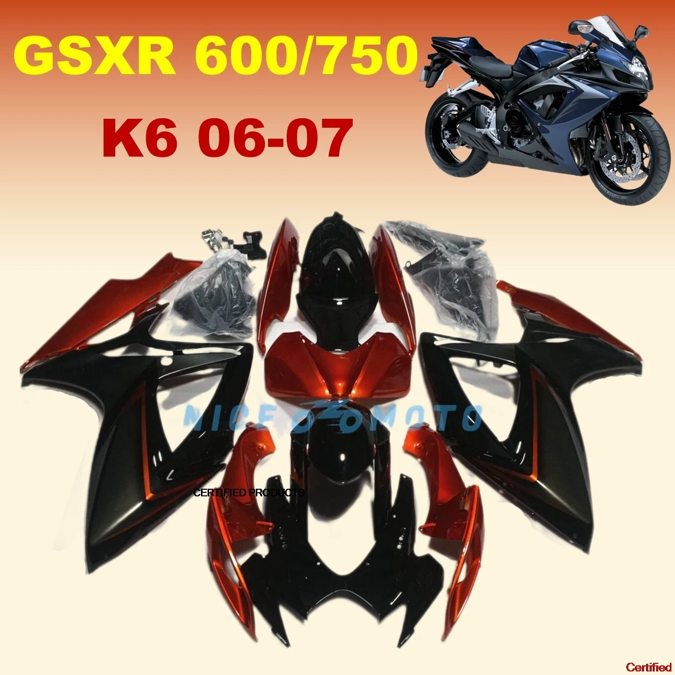

Motorcycle Rebuild Bodywork ABS Plastic Fairings kit For Suzuki GSX-R600 750 GSXR600 06 07 GSXR750 2006 2007 K6