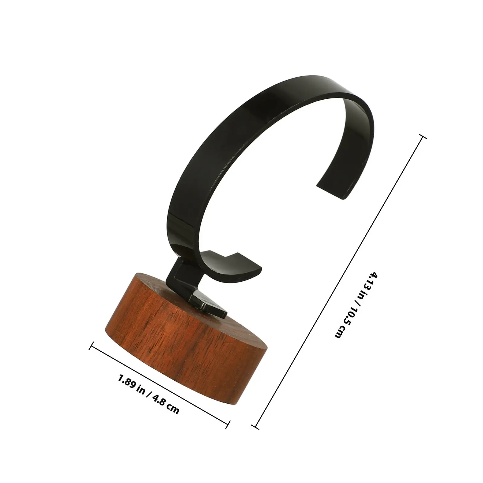 Acrylic Black Walnut Wood Watch Display Stand C-Ring Design Secure Holder Minimalist Jewelry Bracelet Display Retail Use