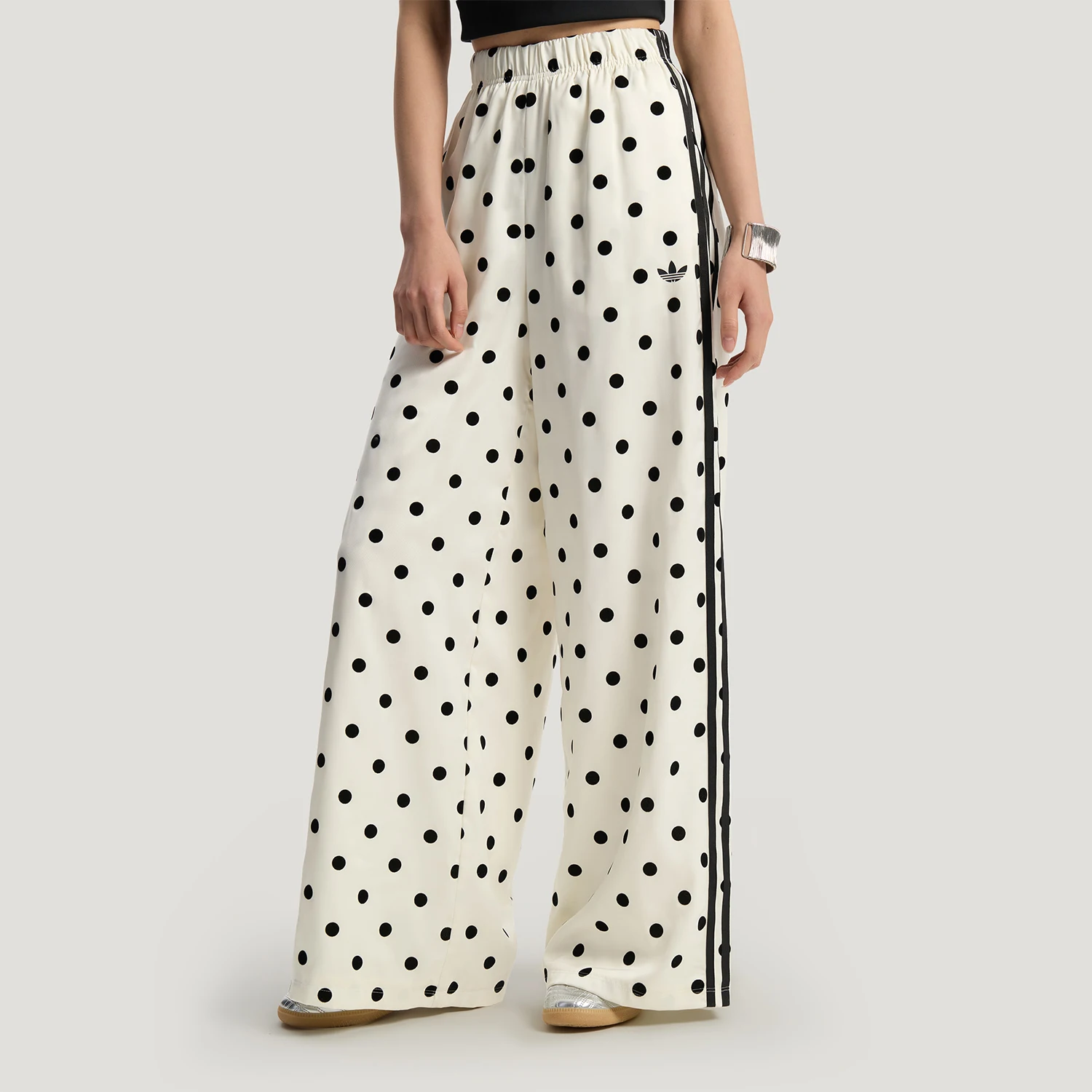 Adidas genuine clover new women's white and black outdoor wide leg pants KV1168