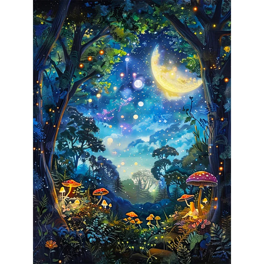EverShine DIY Diamant Stickerei Mond Baum 5D Vollbohrer Diamant Kunst Malerei Kit Pilz Mosaik Landschaft Landschaft Wand Dekor