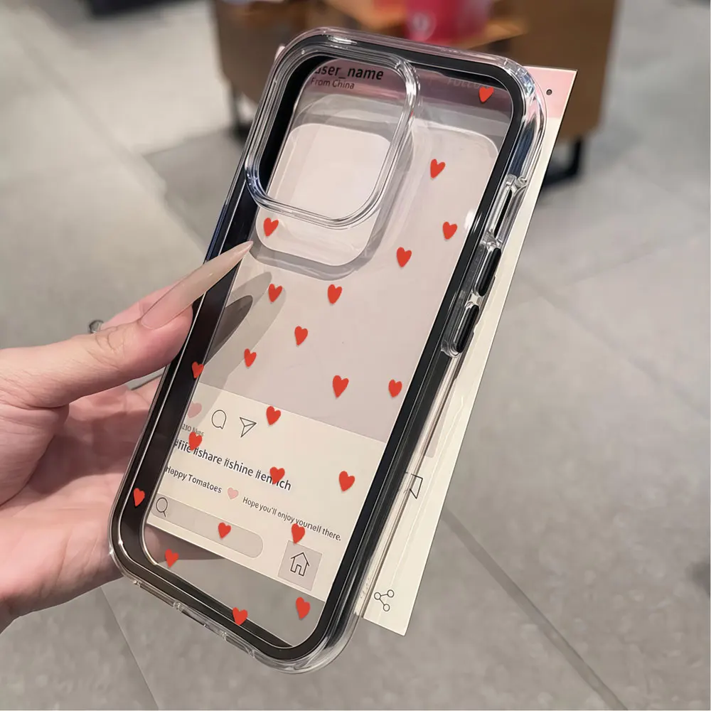 Vintage Zeitloses Liebesherz-Muster Handyhülle für iPhone 16 14 15 Plus 12 13 11 17 Pro Max Air X XR XS Transparente Weiche Hülle – Detail 3
