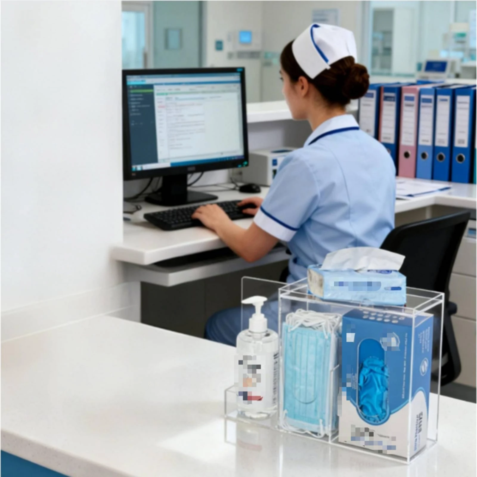 3-Compartment Acrylic Organizer Transparent 3-Compartment Dispenser Box Wall-Mounted Organizer Box Easy to Clean