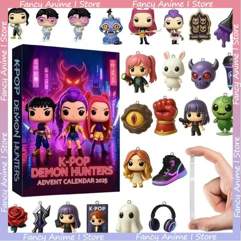 In Stock Hot New Christmas K-pop Demon Hunters Advent Calendar 24pcs PVC Advent Holiday Calendar Surprise Blind Boxes Gifts Toys