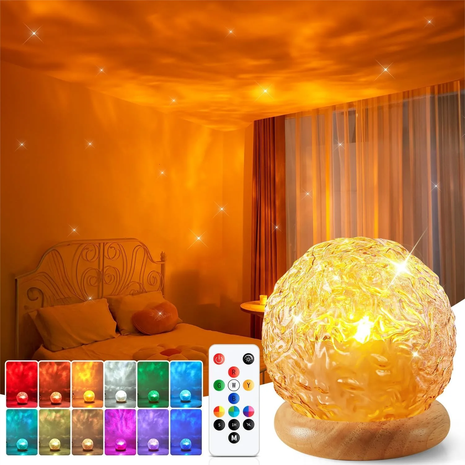 

3-in-1 Crystal Projector with 216 Modes, Sunset Lamp & Ocean Wave & Northern Lights for Bedroom, Remote Control