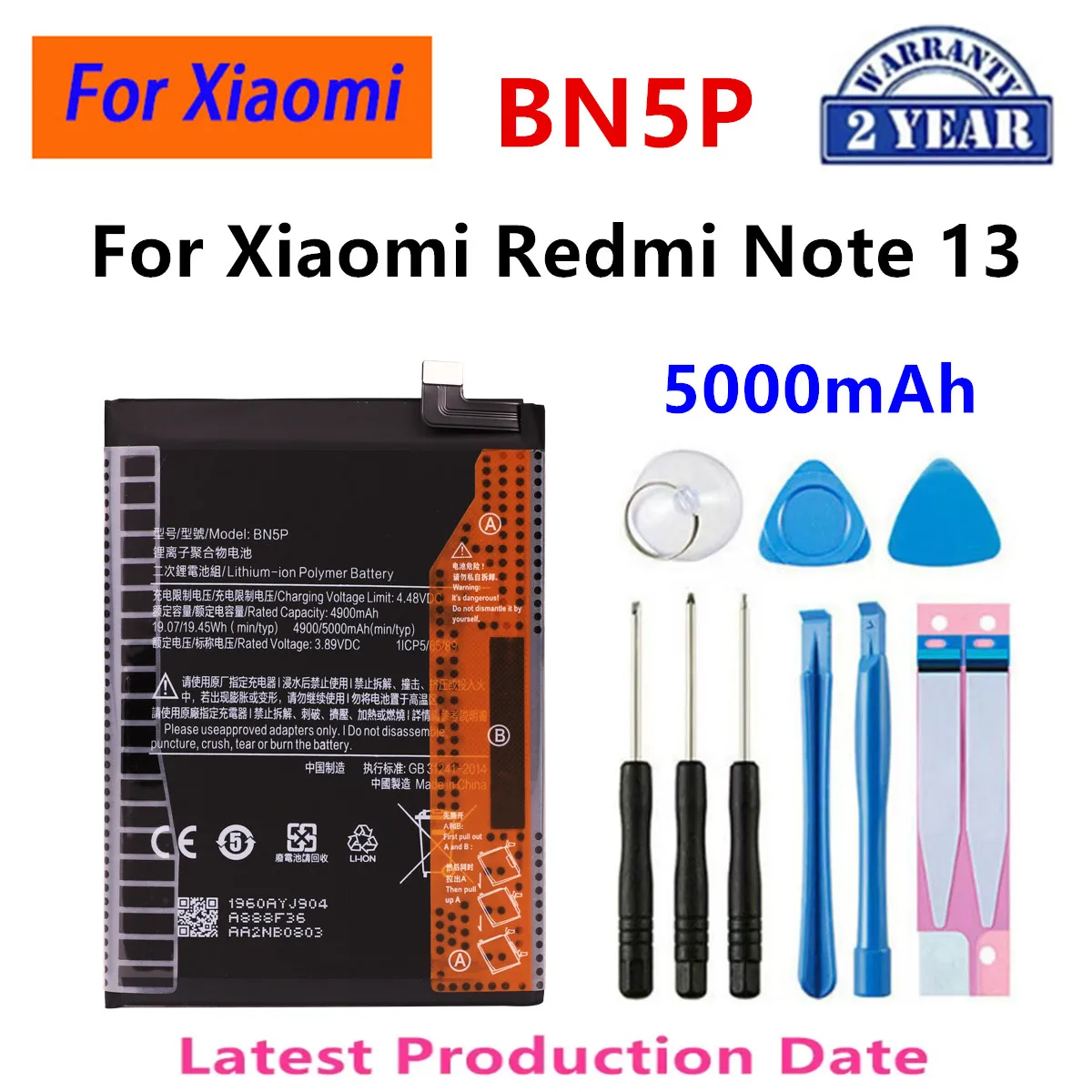 العلامة التجارية الجديدة BM5V BM54 BN5J BN5M BN5P لشاومي redmi نوت 13 برو 5G 12 5G 12T Pro 12 4G/نوت 9 5G Poco X6 X5 5G + أدوات