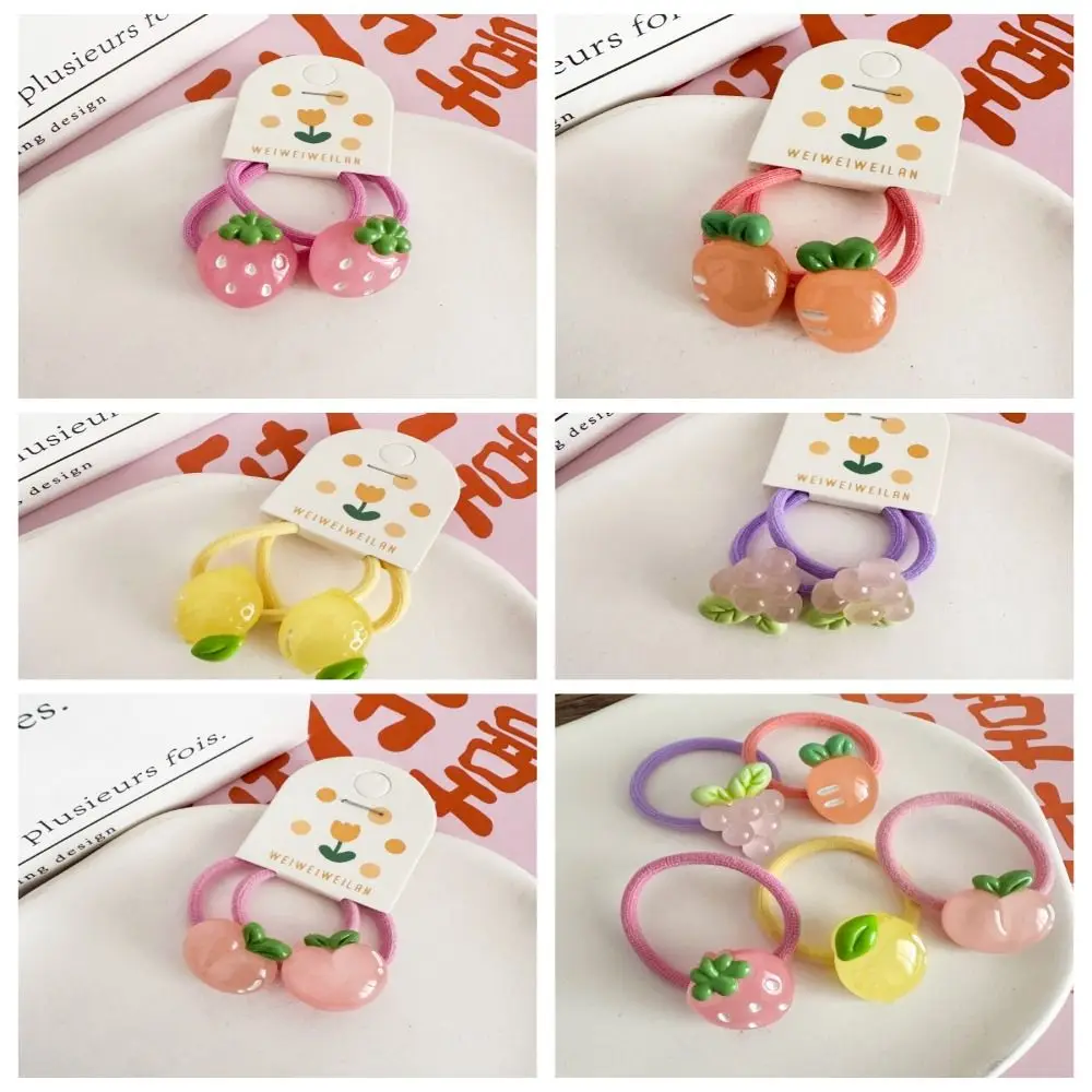 

Korean Style Hair Clip Children Hair Scrunchies Peach Strawberry Kids Ponytail Holder Hair Accessories Transparent