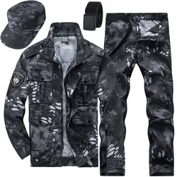 Conjunto de calças táticas Python Camo masculino, Top, Casual, Preto, Top, Durabilidade superior, Militar, Primavera, Outono