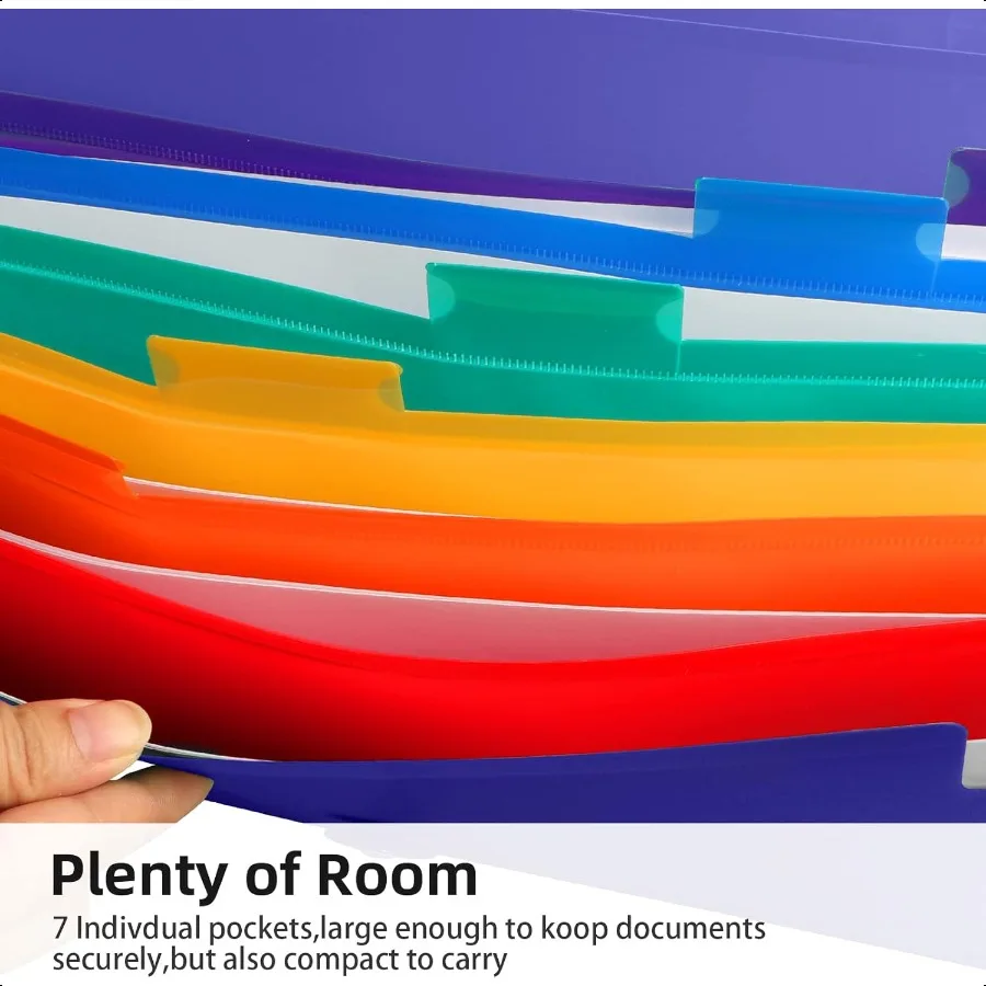 Accordian File Organizer 7 Pocket Expanding File Folder with Labels Plastic Expandable File Folder for Documents Letter Size A4