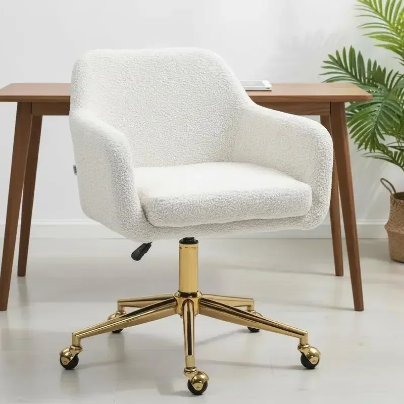 Chaise de bureau avec roulettes, hauteur réglable, siège pivotant à 360° °   60 x 61 x 79-88 cm crème