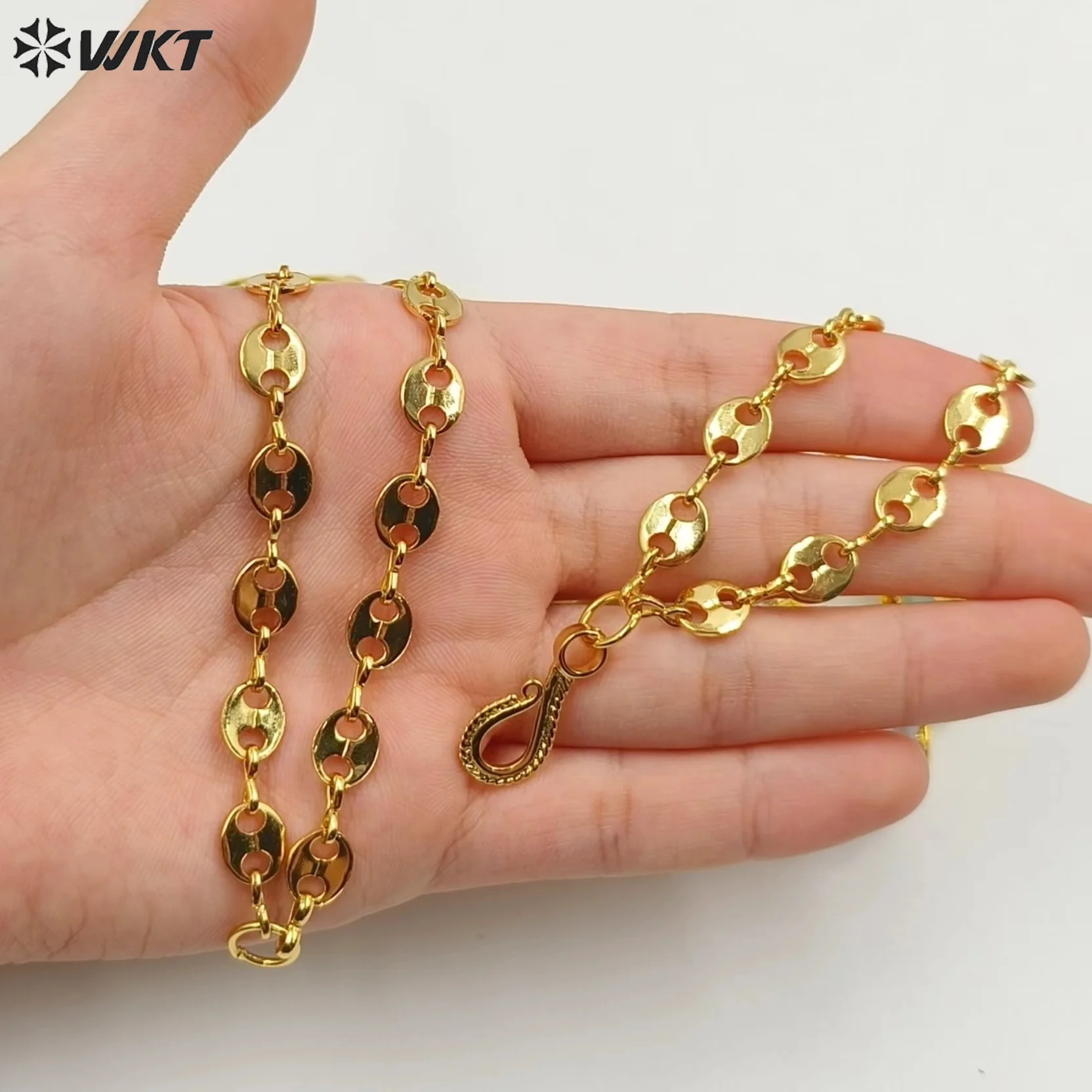 WT-JN252 Trendy Exaggerate Double-Strand Necklace Freshwater Pearl Amozonite Stone And Quartz 18k Pig Nose Design Party Decorate