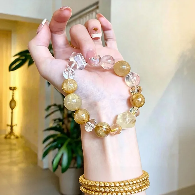 Natural blond crystal white crystal bracelet lucky transfer bracelet simple high-end light luxury citrine jewelry wholesale