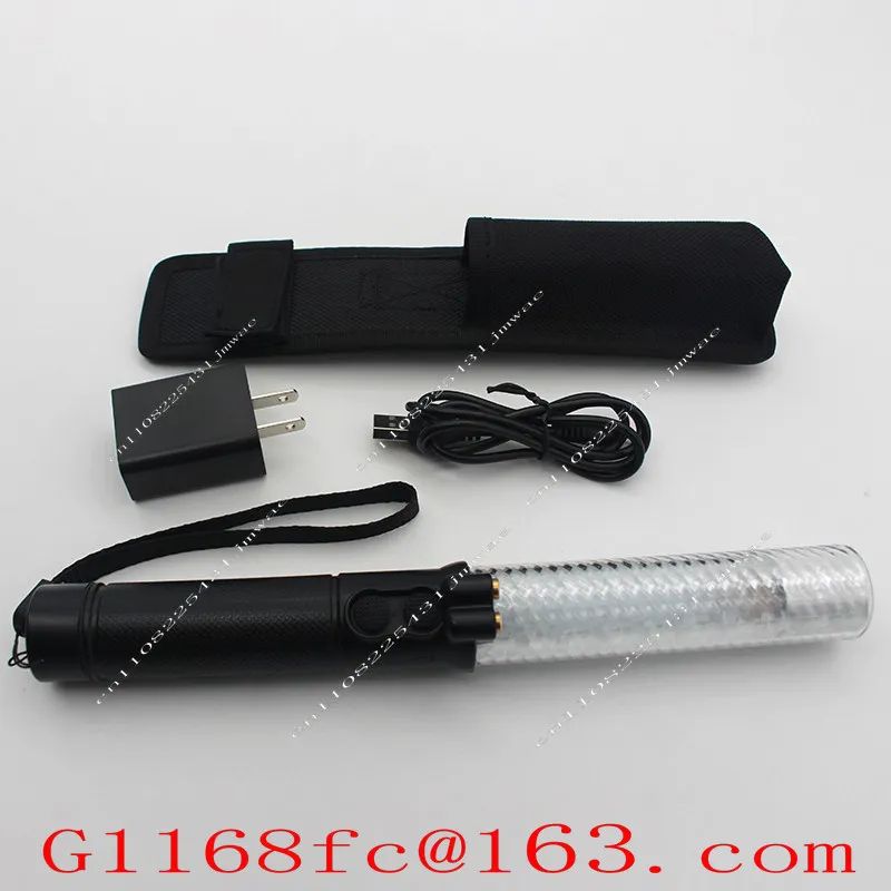 Multifunctional rechargeable red and blue luminous electronic traffic baton