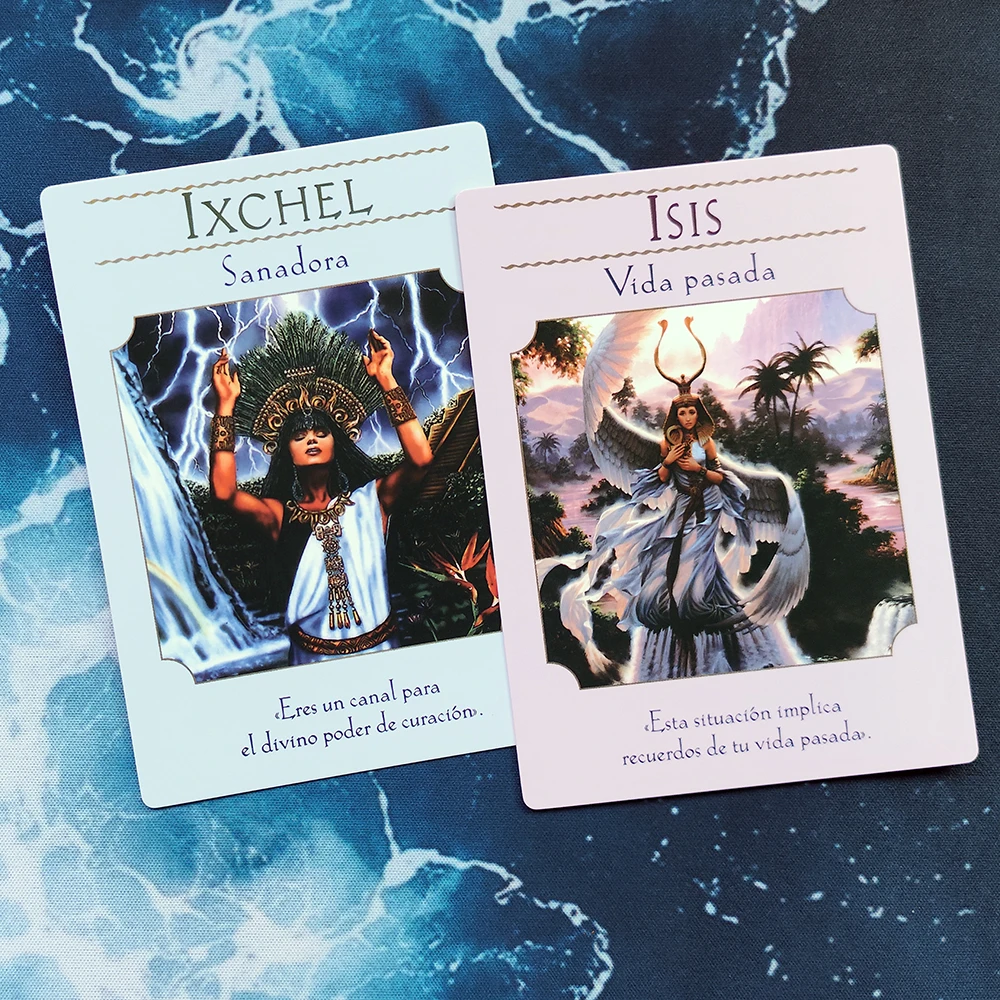 NUEVO Oráculo 12 x 8.7 cm (4.7 x 3.4 in) en Español: Las Cartas del Oráculo de las Diosas 44 Cartas con Palabras Clave