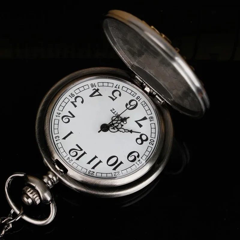 Classic Moive Anime Sun Pentagram Pocket Watch Steampunk Necklace Digital Pendant Chain Clock Fashion Sculpture Men Women Gift