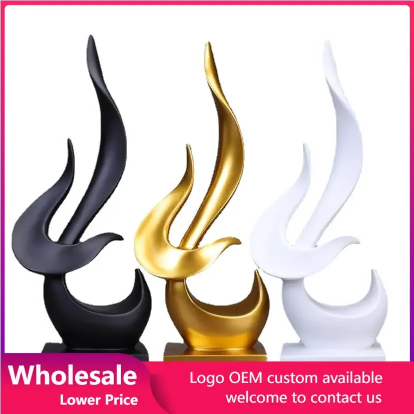 

European-style Creative Flame Decorative Objects Desktop Ornament Abstract Minimalist Statue Resin Sculpture Art Figurines