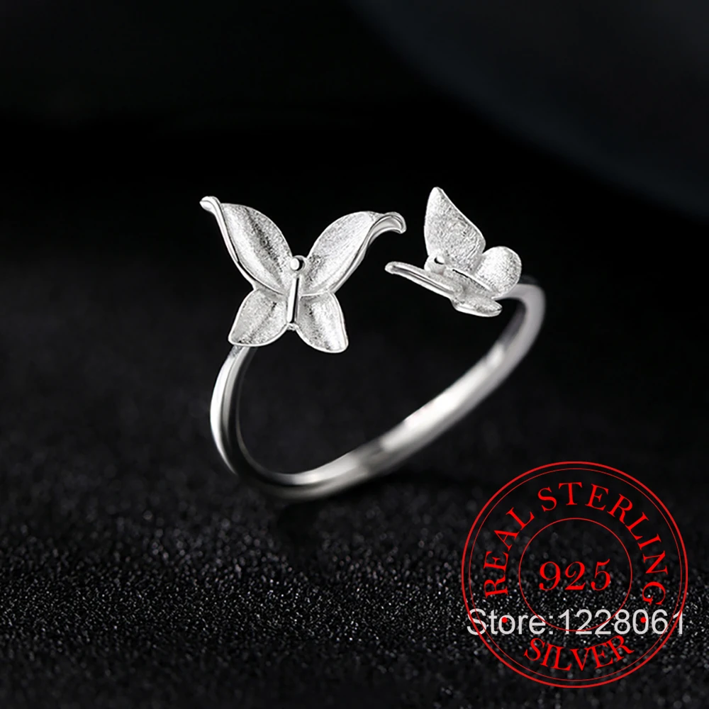 

Простые кольца на палец с бабочкой из стерлингового серебра 925 пробы для женщин, модные очаровательные ювелирные изделия для свадьбы, помолвки и вечеринки