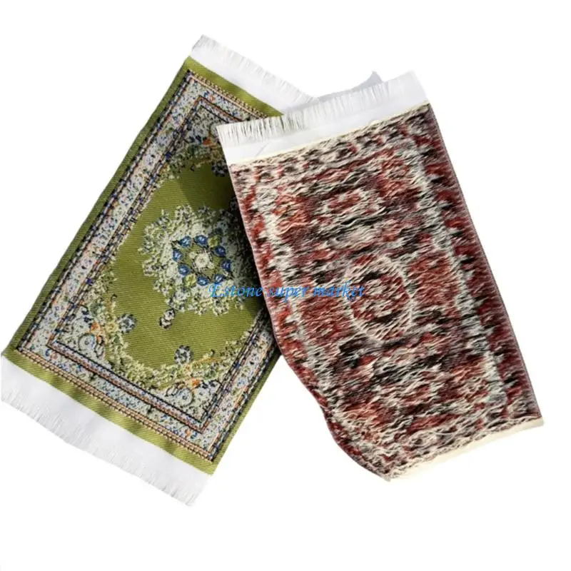 090B Decorative Folk Art Doll House Rug Woven Mat Miniature Carpet For 1/12 Scale Doll House Living Room Display Accessory