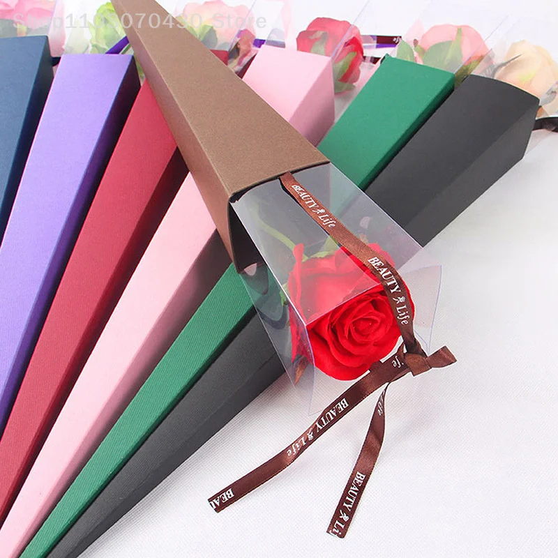 1pc Elegant Single Flower Rose Cone Gift Box Valentine\'s Day Wedding Decor