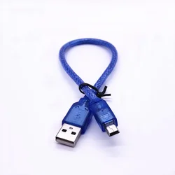 Niebieski krótki USB 2.0 A męski na Mini 5 pinowy B ładowanie danych Adapter kablowy 30cm