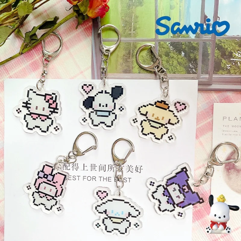 Cartoon Kawaii Sanrio Hello Kitty Keychain Kuromi My Melody Cinnamoroll Pochacco Action Anime Figures Pendant Ornament Gifts