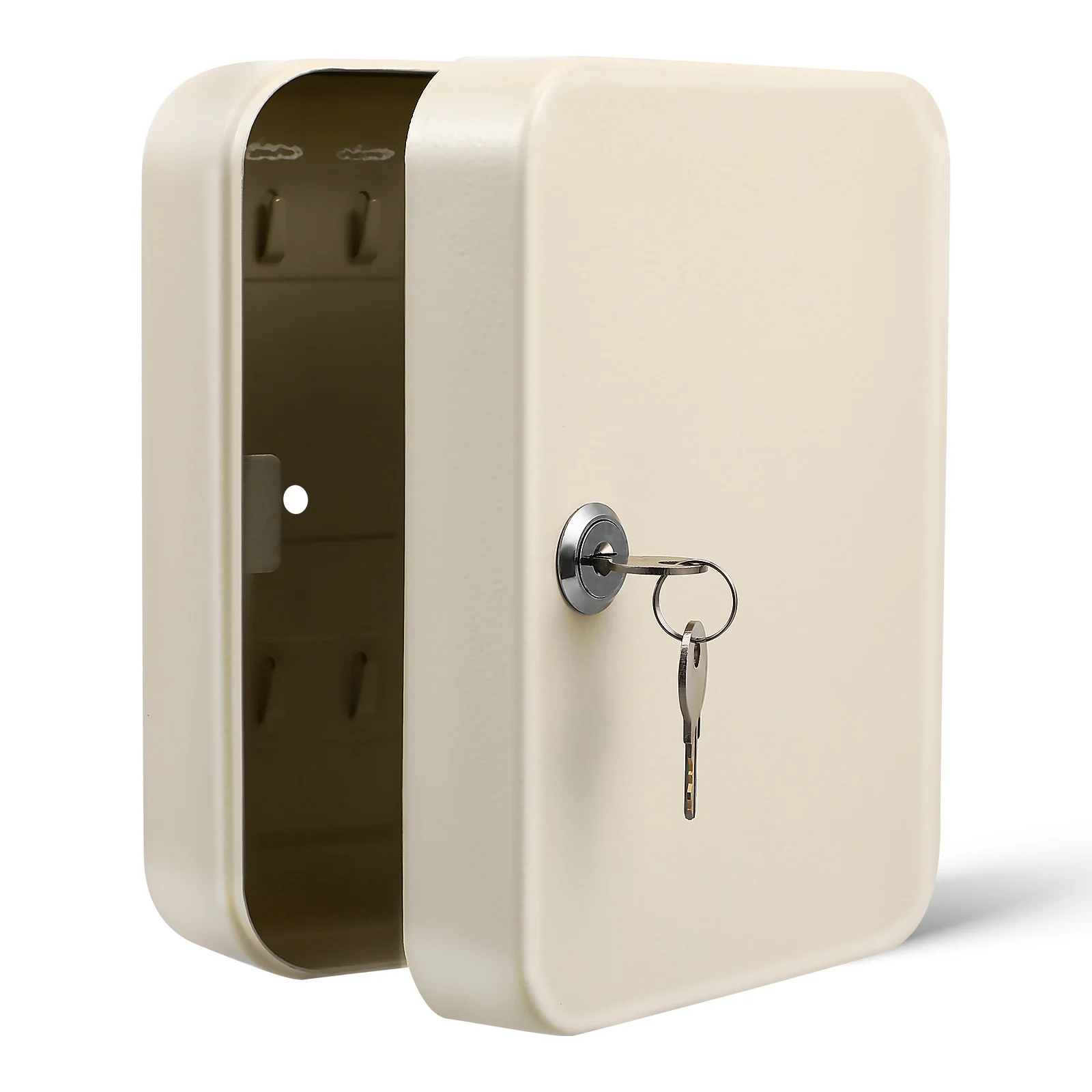 20 Position Key Cabinet with Lock Iron Security Storage Box Wall Mount Organizer for Home Office Rental Use Key Lock Box