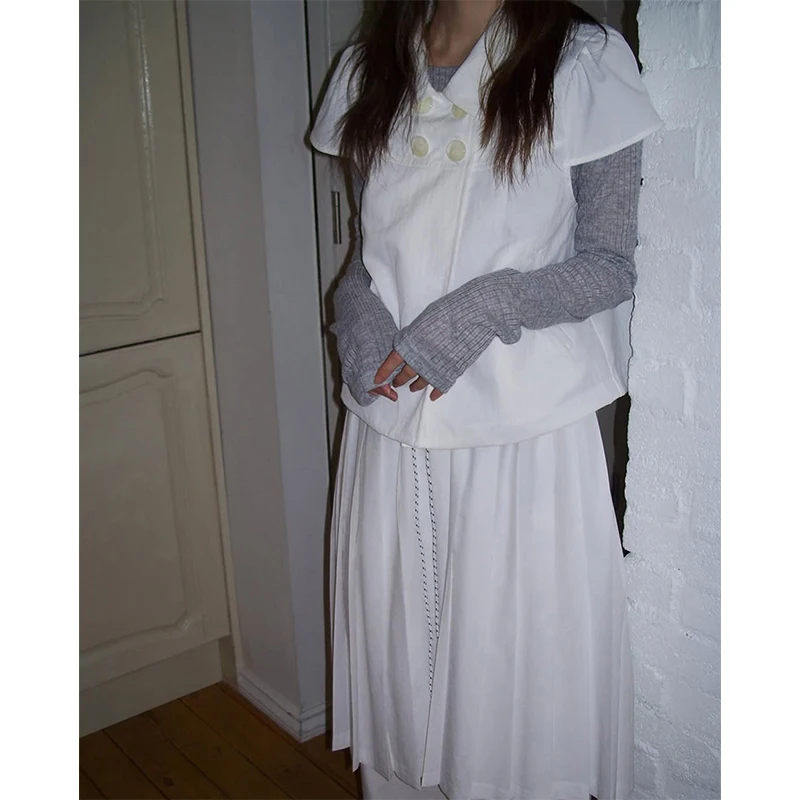 MEXZT Camicie nere vintage Donna Harajuku giapponese Camicette a maniche corte bianche con sbuffo corto Estate Coreano Design casual Top Nuovo