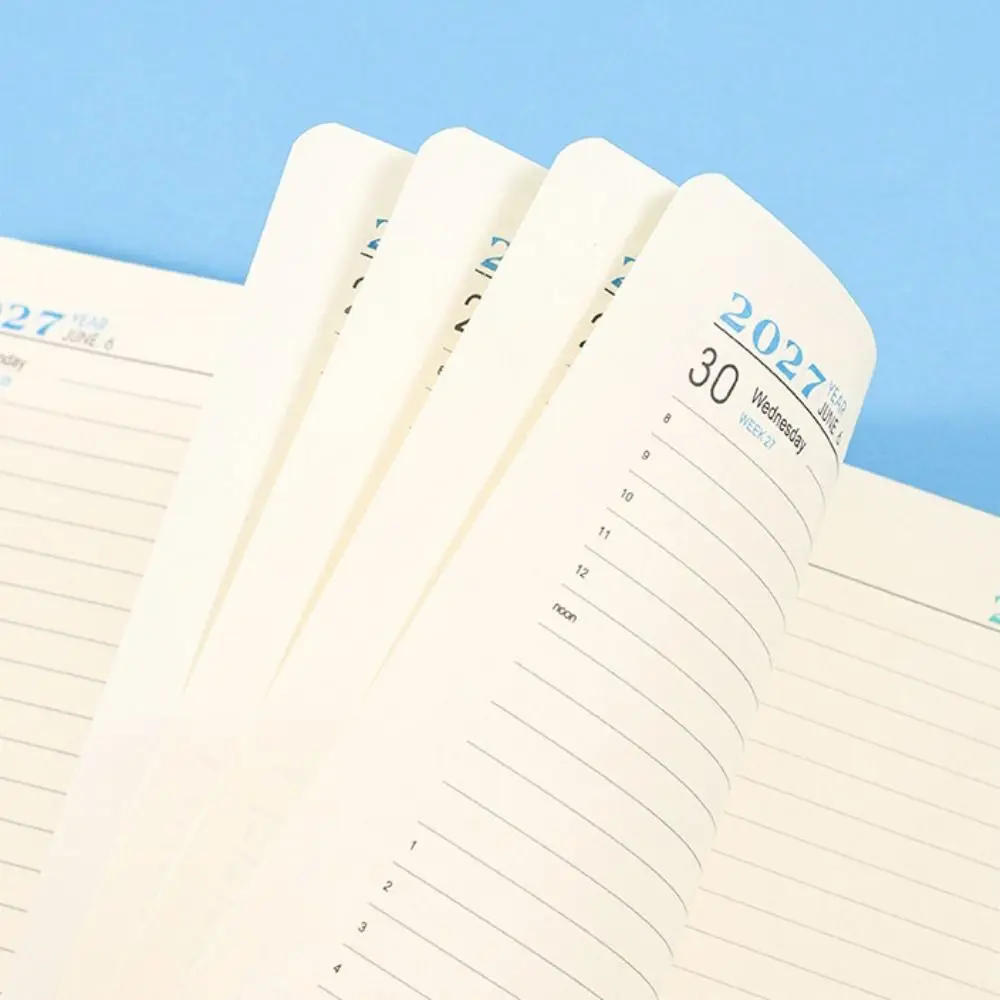 English 2027 Schedule Planner Notepad Wear-resistant 12 Months A5 Agenda Planning Notebook Efficiency Leather Cover