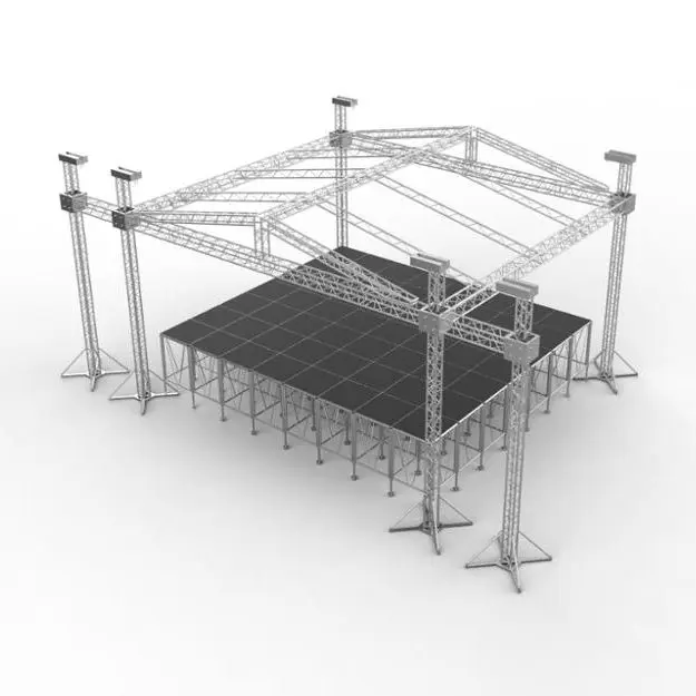 【Direct Factory Sale】Factory Wholesale Adjustable Height Portable Aluminum Performance Stage With Full Square Spigot Truss Canop