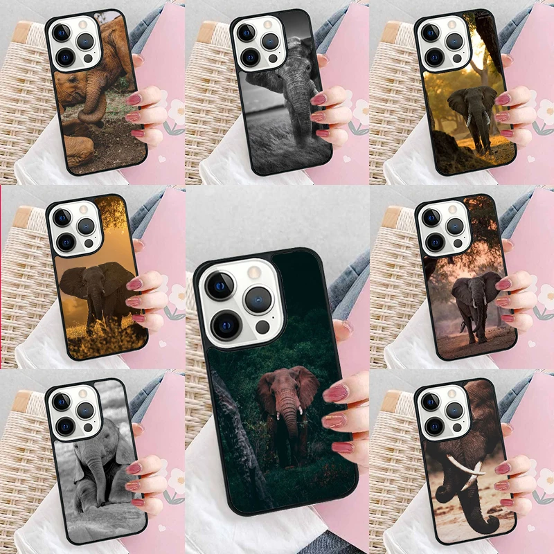 Elephant Love Affection Nature Soft Phone Case Cover for iPhone 16 Promax 15 Pro 13 14 Plus 11 12 Mini XR XS MAX Coque