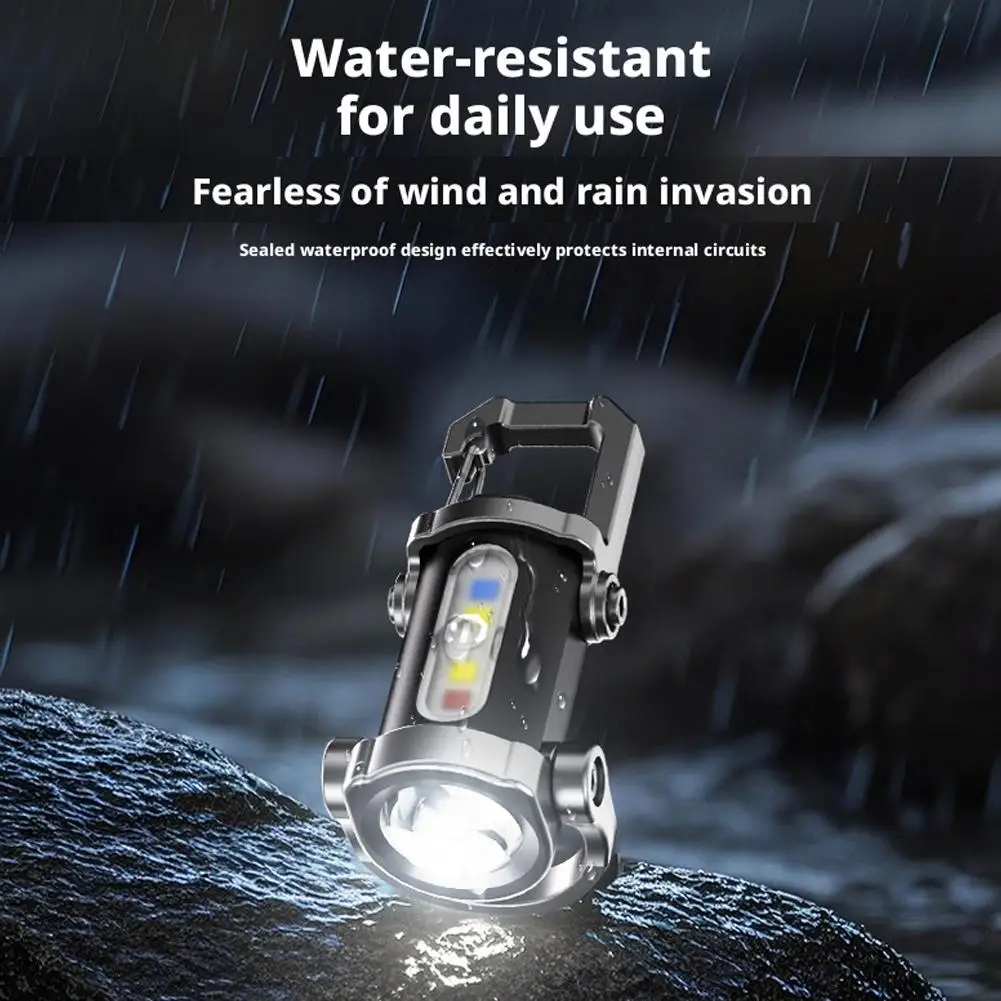 Mini USB Rechargeable LED Flashlight Keychain Portable Waterproof Camping Pocket Lamp Keyring Hanging Light Outdoor Gear