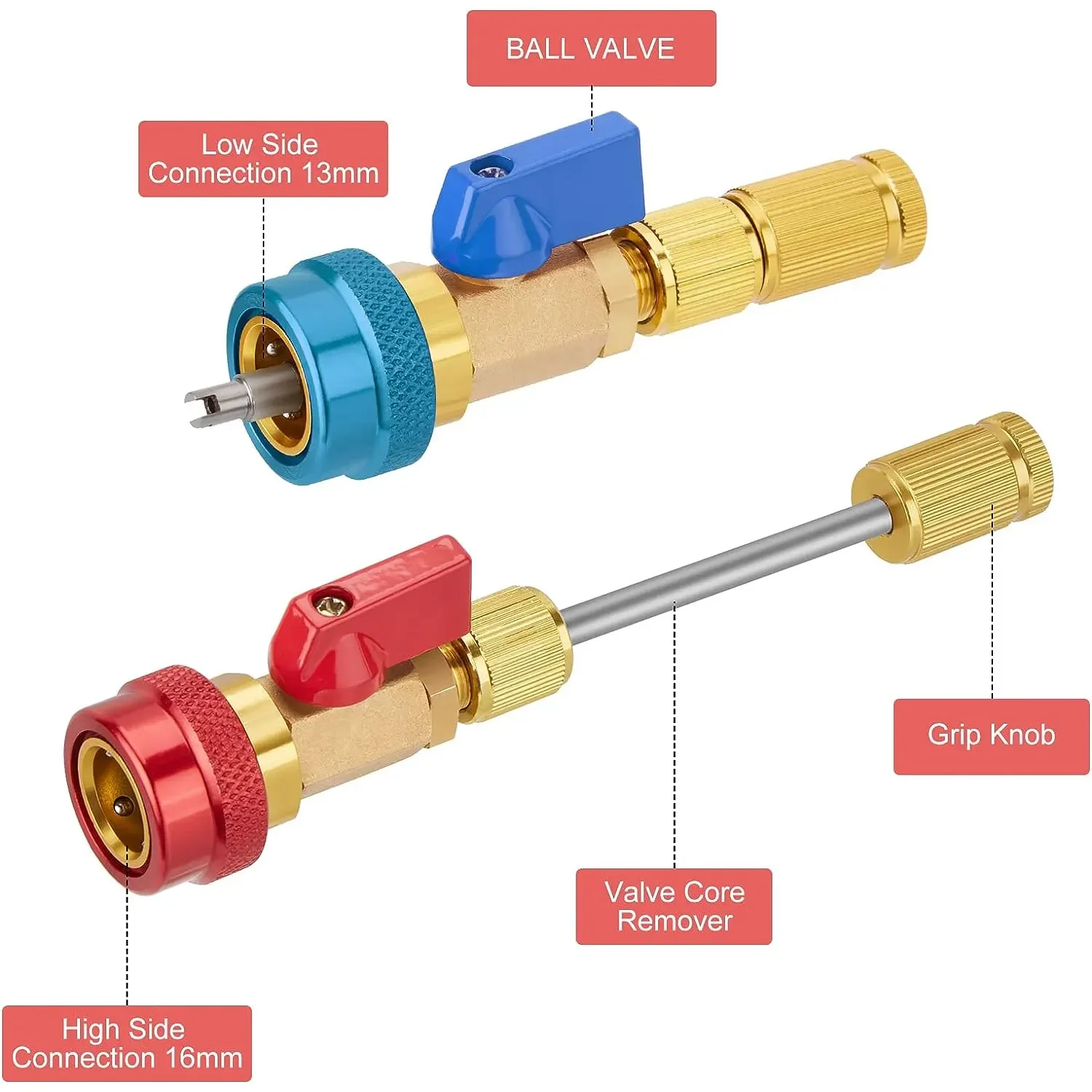 Quick Install R134A Spool Tool, suitable for automatic built-in installation of air conditioner high pressure and low pressure