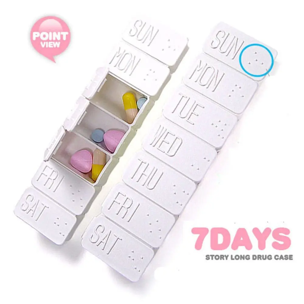 Container Case Convenient Pill Organizer Pill Case Tablet Case Container Organizer 7 Day Weekly  Pill Storage Box Braille