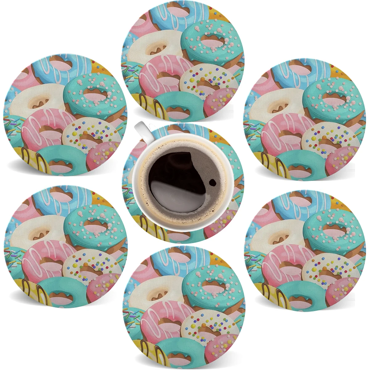 

6 шт. 2D плоский круглый термостойкий деревянный коврик, подставки для чашек для напитков, кофе, кружка для горячих напитков, стол, подставка для столовых приборов, автомобильные кухонные аксессуары