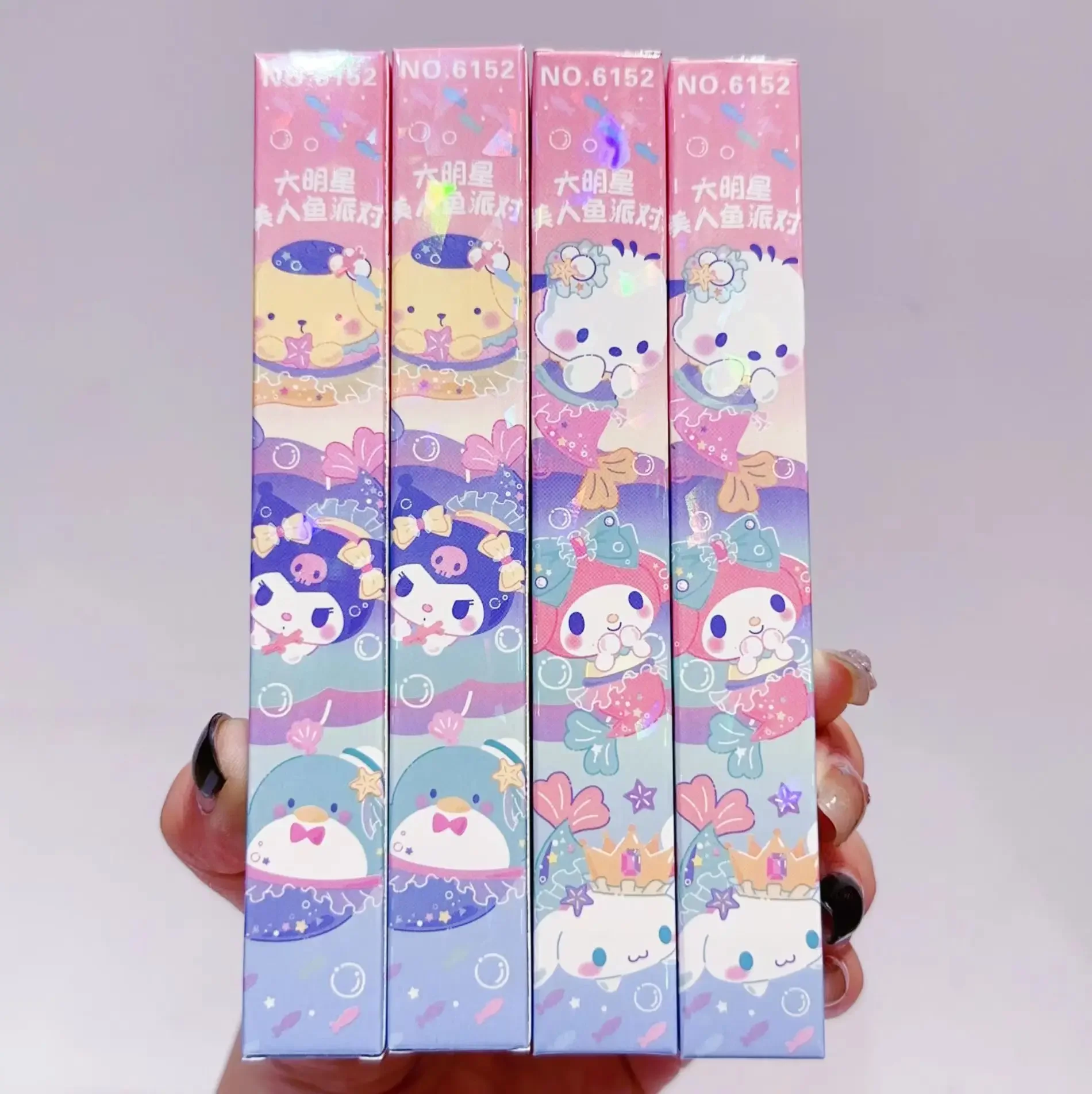 2023 Random 1Pcs Mermaid Sanrio Cute Roller Ball Pen Cartoon Stationery Mymelody Kuromi Cinnamoroll Pochacco  Black ink Gel pen