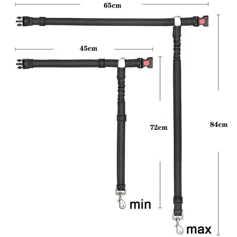 Reflective Dog Car Safety Belt, Adjustable Fixed Length Pet Seat Leash, 360° Rotating Metal Clip for Vehicle Travel - view 3