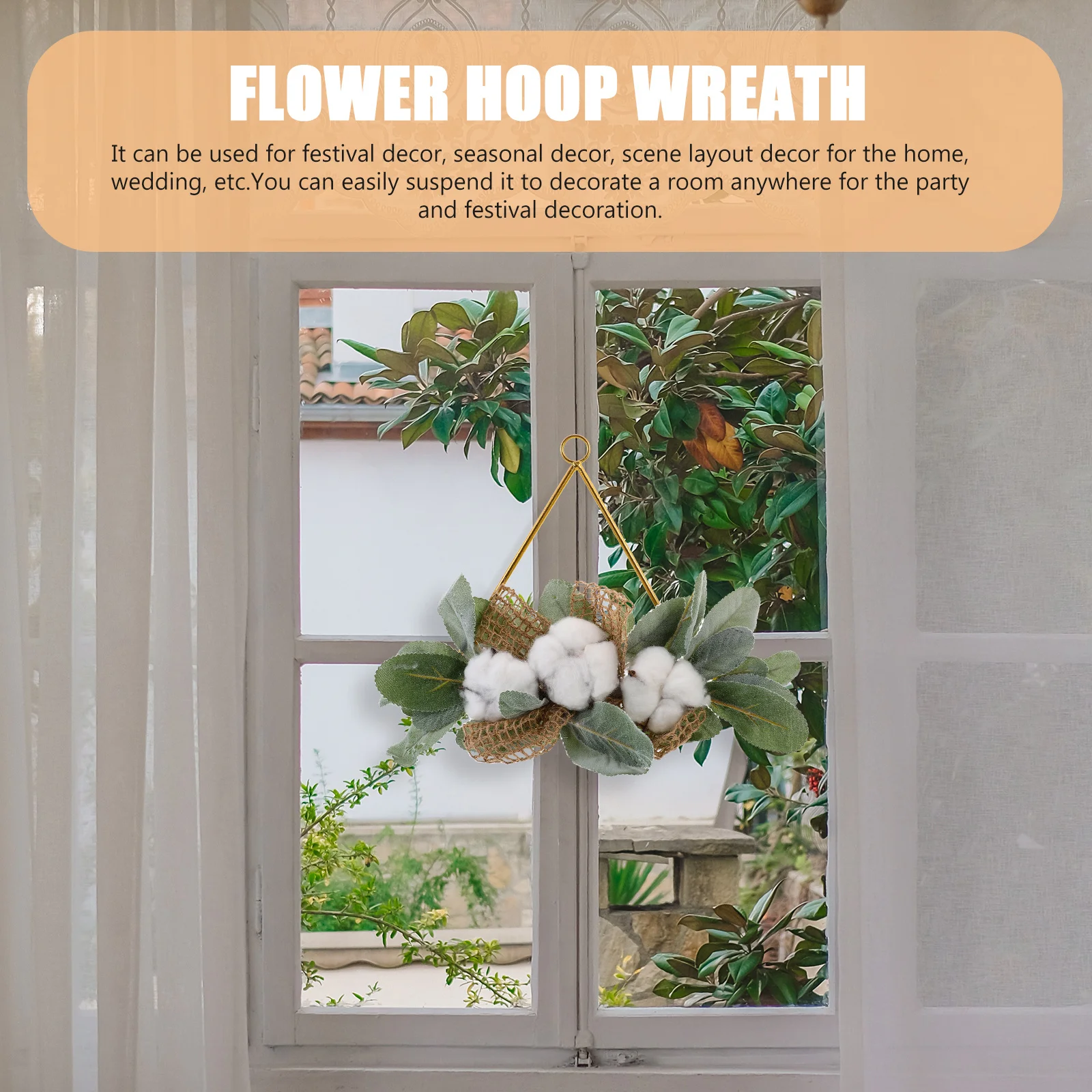 

Artificial Cotton Leaf Wreath Hanging Decor Romantic Party Garland Door Wall Ornament Festival Decoration Home Ornaments