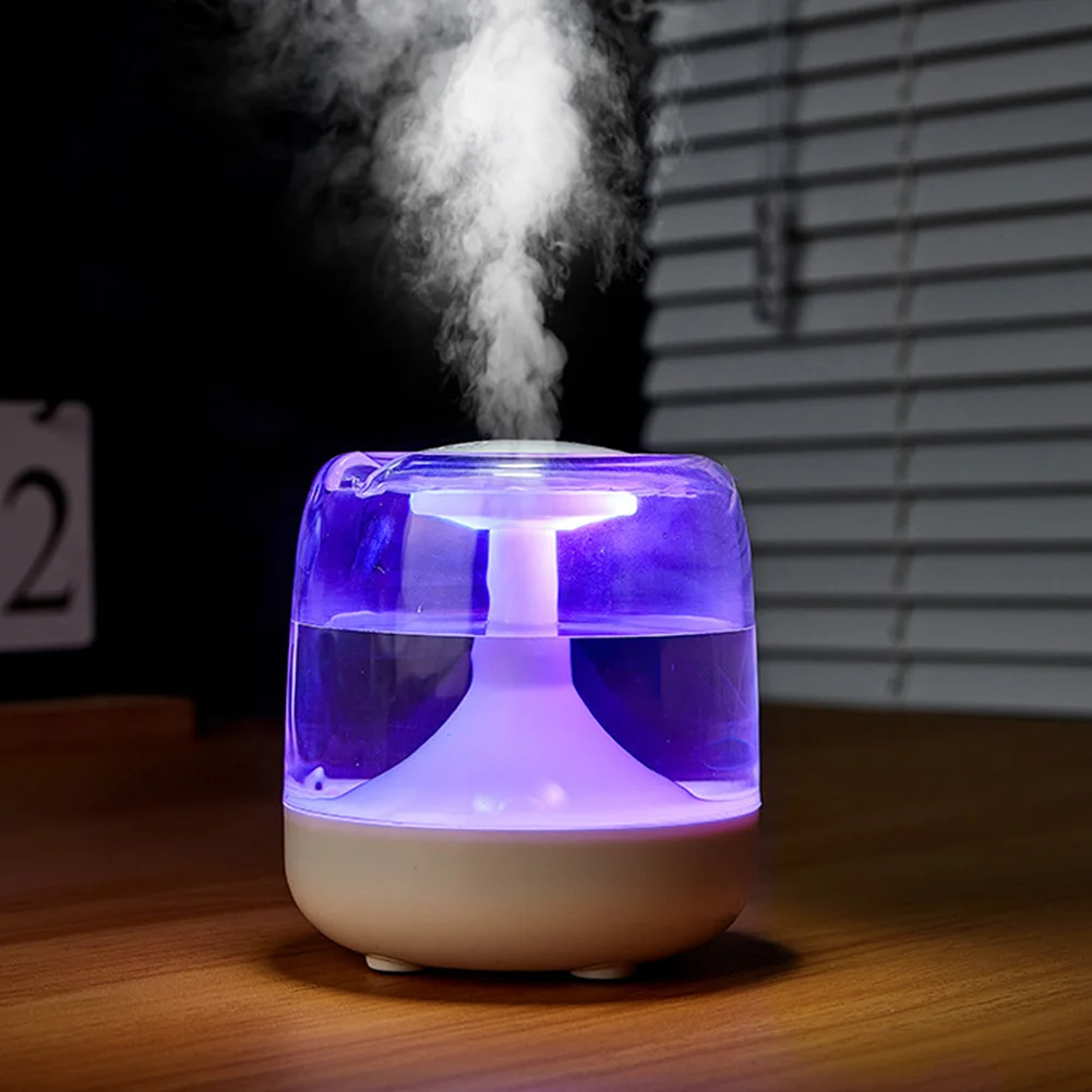 usb電源の静音アロマセラピー加湿器、650mlタンク、カラフルなled照明とタイマー機能付き、デスクやベッドサイドで使用可能
